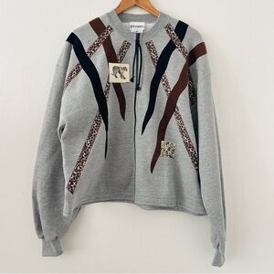 Vintage Peone Classics Big Cat Stripe Zip Up Jacket - Gray